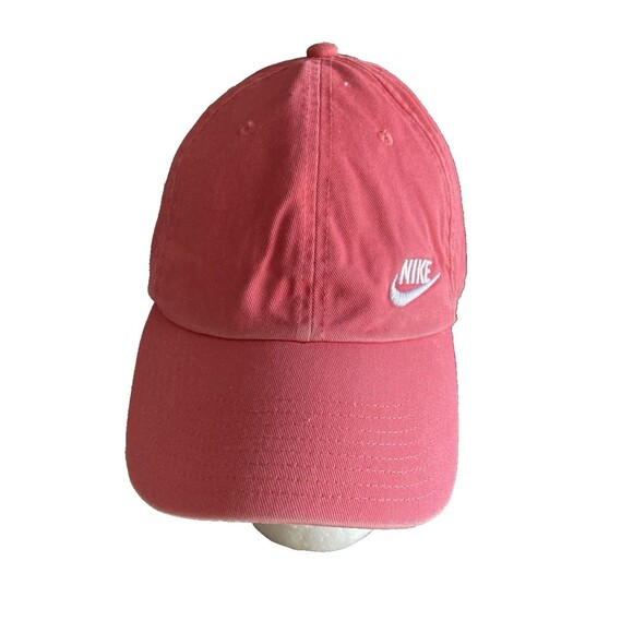 Nike Hat Cap Strap Back Pink Coral Embroidered Swoosh Heritage86 OS Womens Mens - Picture 1 of 11